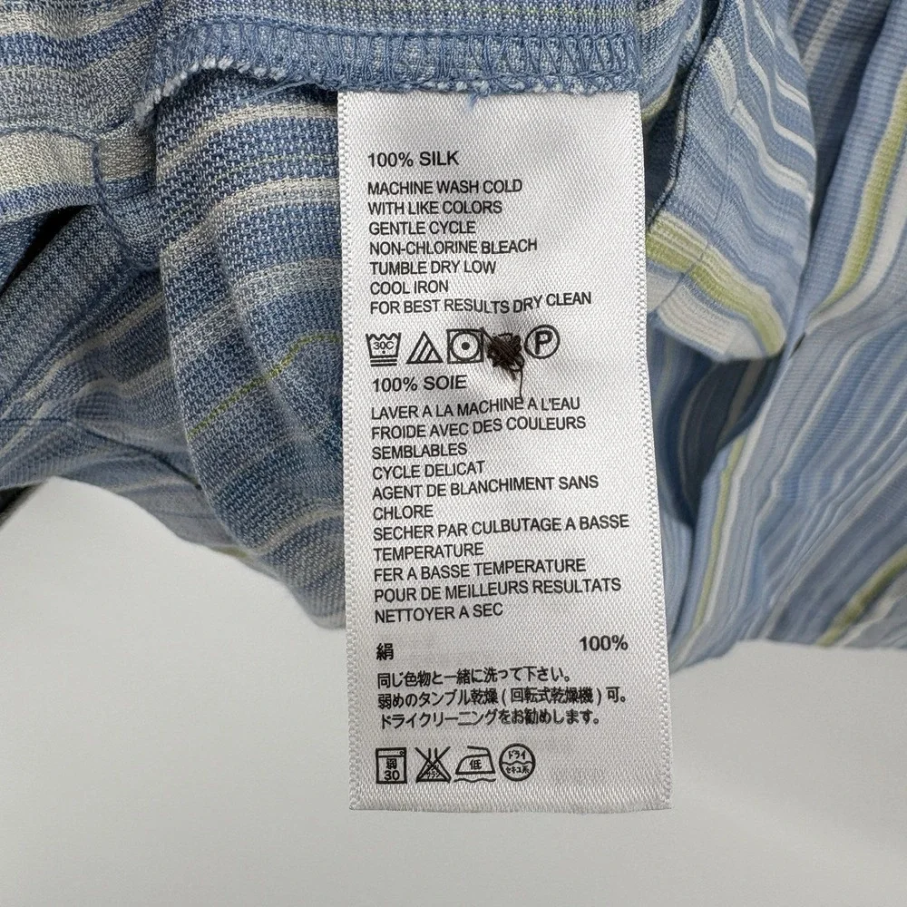 Tommy Bahama Shirt Mens XLarge Blue Yellow Striped 100% Silk Button Up Casual - Picture 6 of 12